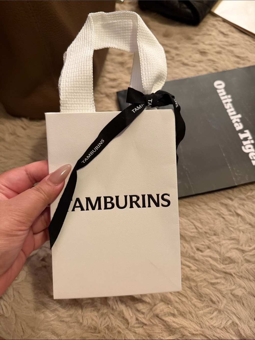 BRAND NEW TAMBURINS Mini Paper Shopping Gift Bag Cream